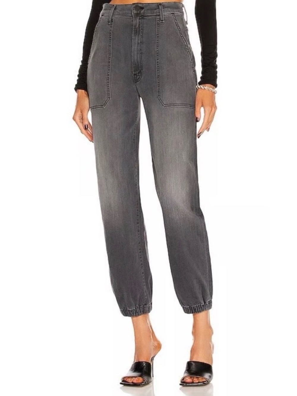 Mother The Wrapper High-Waist Gray Denim Jogger Jeans - Sz 31